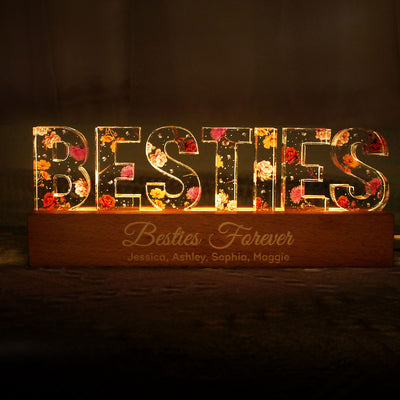Besties If Friends Were Flowers I'd Pick You, Birth Month Flower, Friendship Gift, Personalized LED Night Light