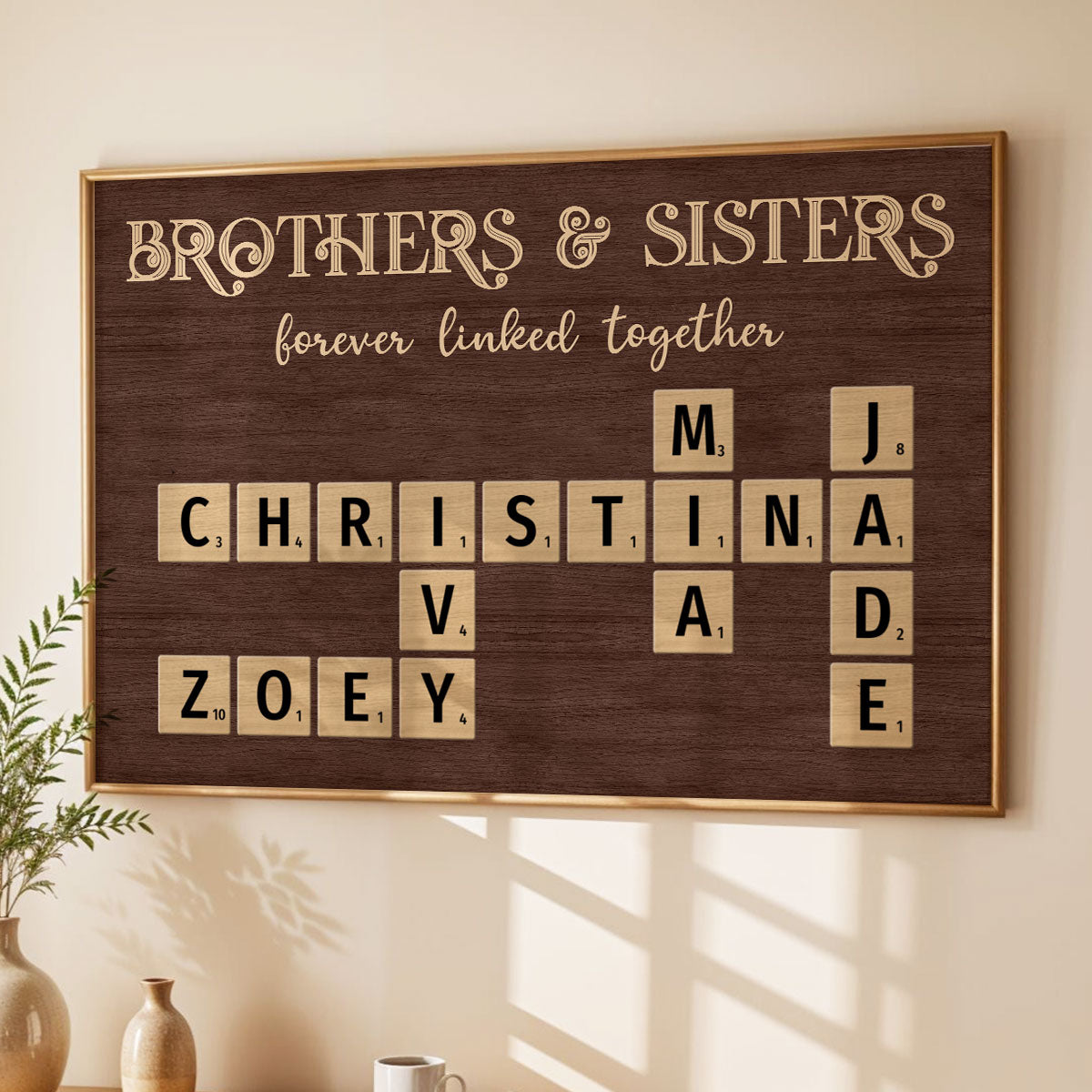 Family Forever Linked Together Crossword Puzzle Personalized Poster, Birthday Gift For Mom, Gift or Just Because