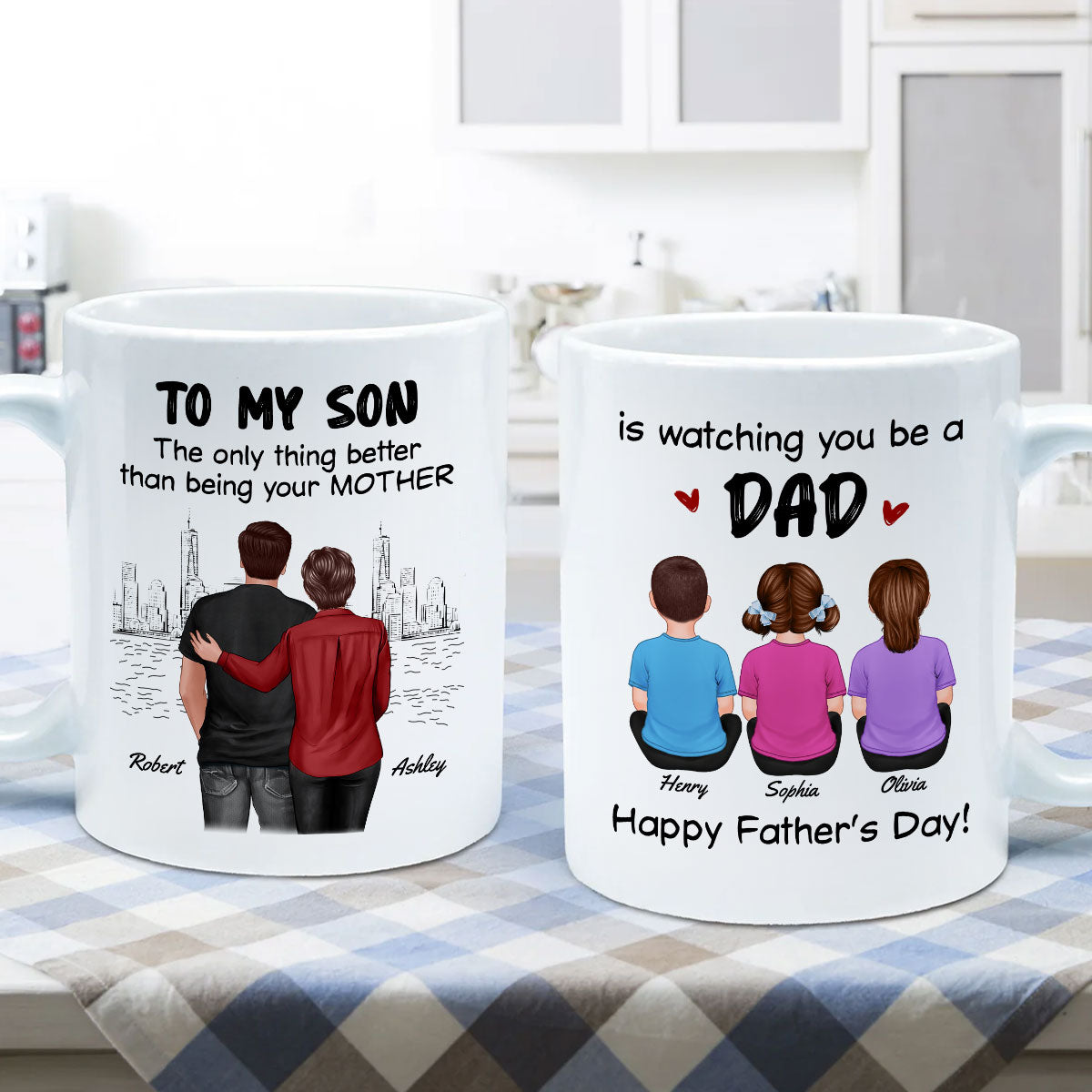 From Mom To Son Watching You Be A Dad Personalized Mug, Father's Day Gift For Son