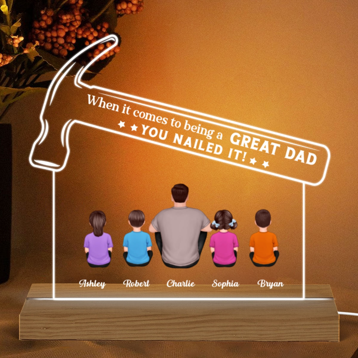 Dad You Nailed It Father‘s Day Gift Personalized Warm Acrylic Plaque LED Night Light