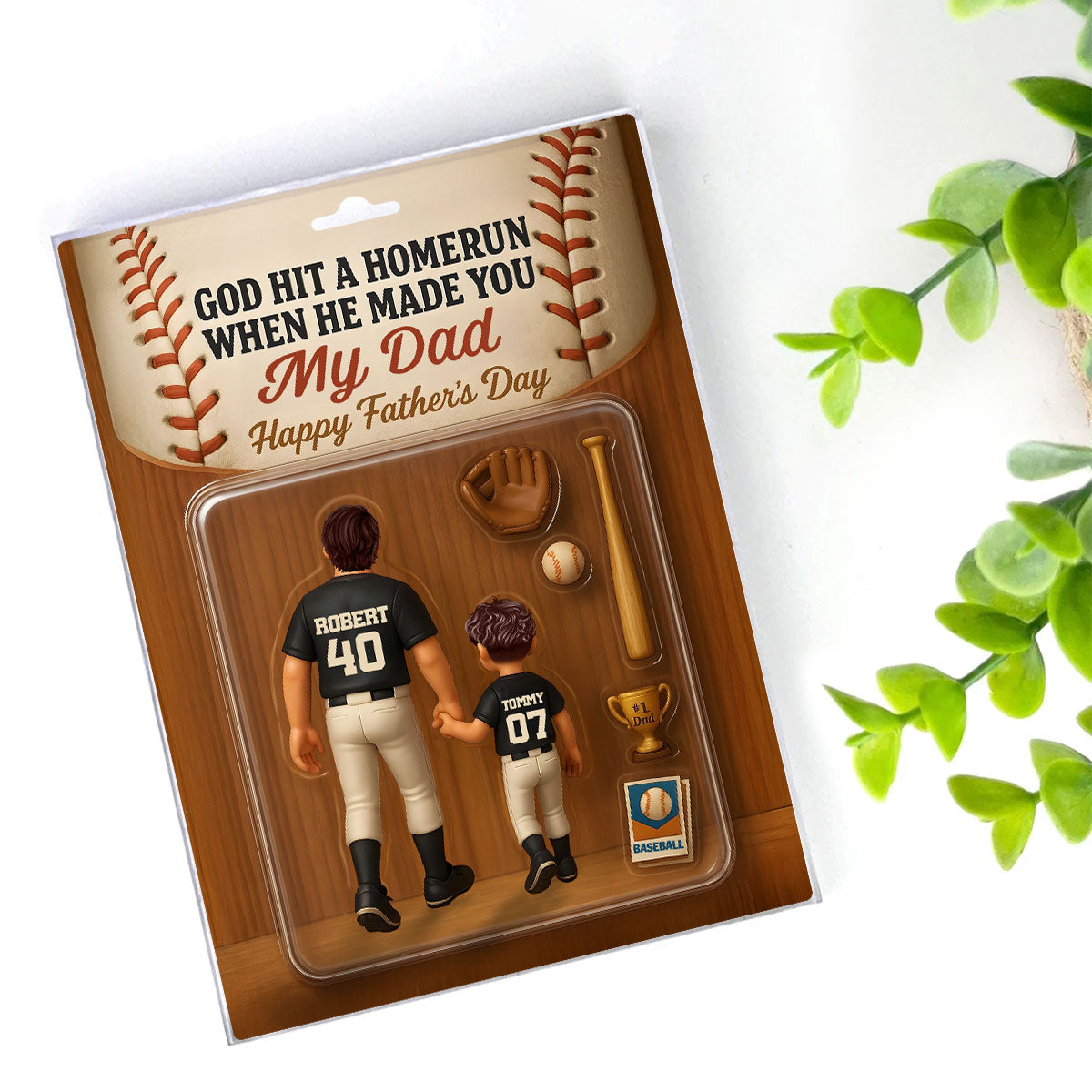 God Hit A Home Run When He Made You Our Dad Custom Action Figure Personalized Acrylic Block Plaque, Father's Day Gift for Baseball Dad