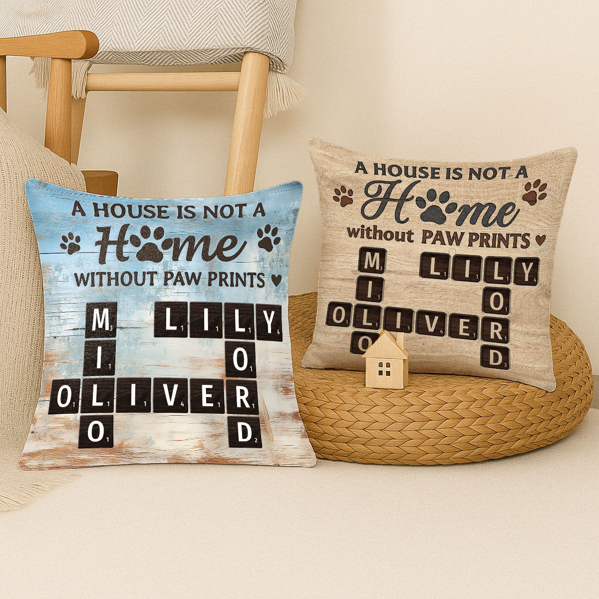 Pet Lover Home Decor Home With Paw Prints Crossword Puzzle Art Personalized Pillow