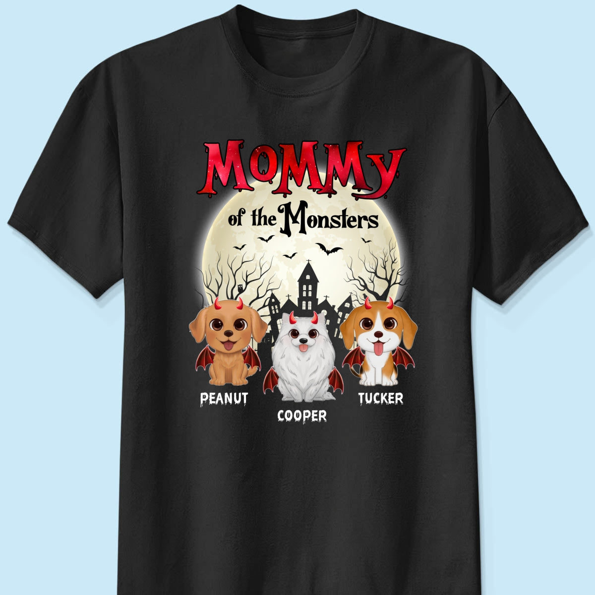 Mommy Of The Monsters Halloween Watercolor Cute Dogs Cats - Personalized Shirt