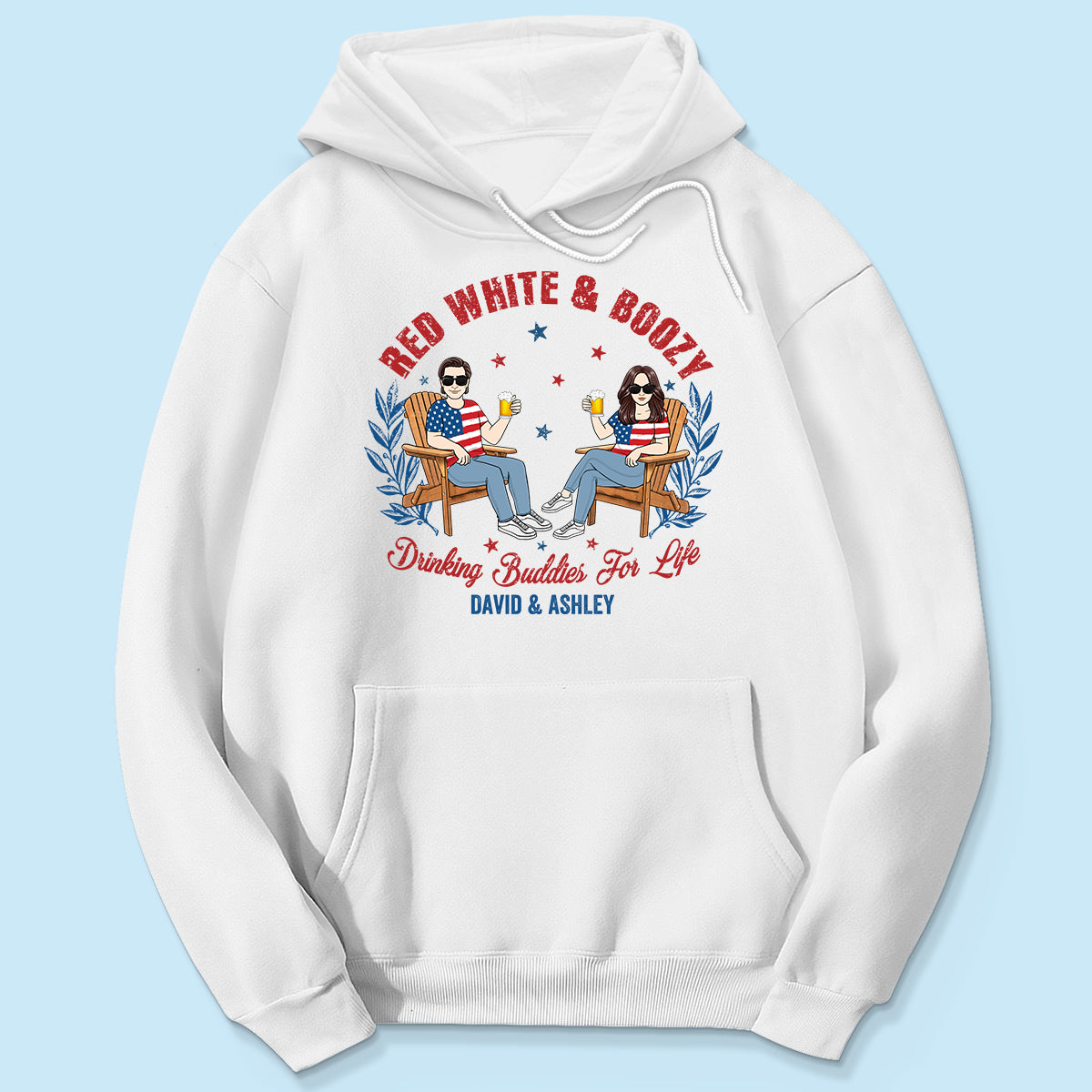 Red White & Boozy Beer & Cocktail Club, Personalized Matching Shirt For Couples, 4th Of July