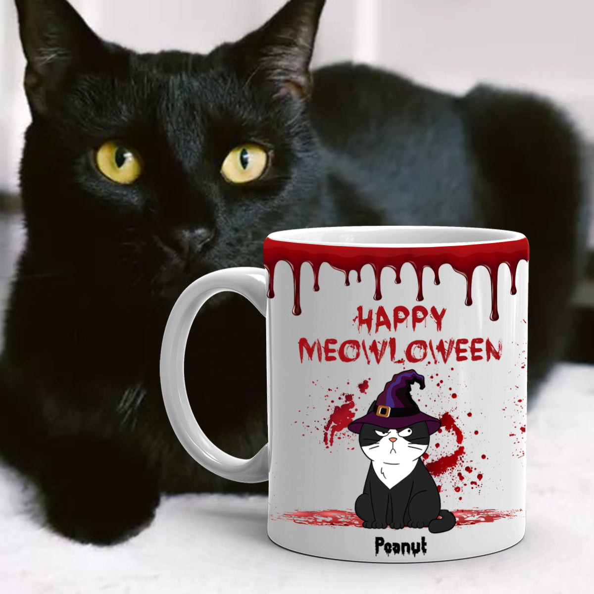 Happy Meowloween Spooky Annoying Cats Personalized Mug, Halloween Gift For Cat Lover
