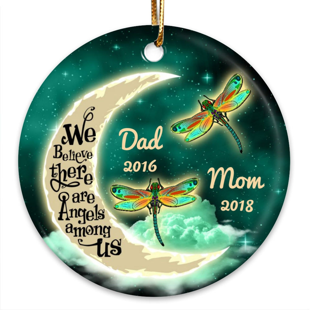 Moon And Dragonflies Memorial Personalized Circle Ornament