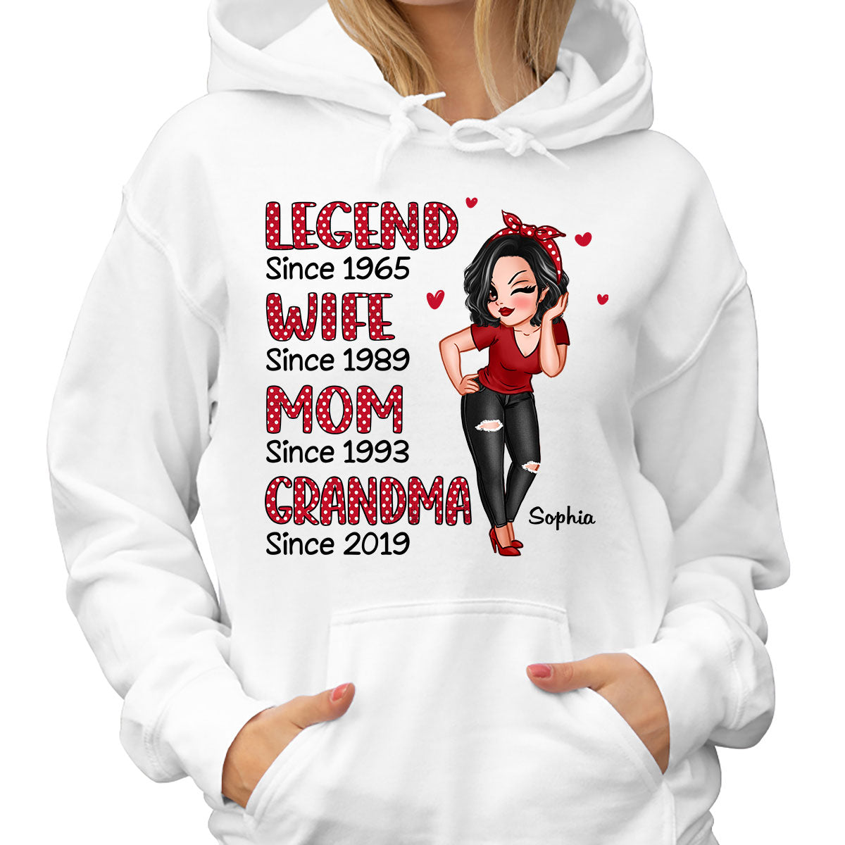 Polka Dot Pattern Pretty Legend Wife Mom Grandma Personalized Shirt