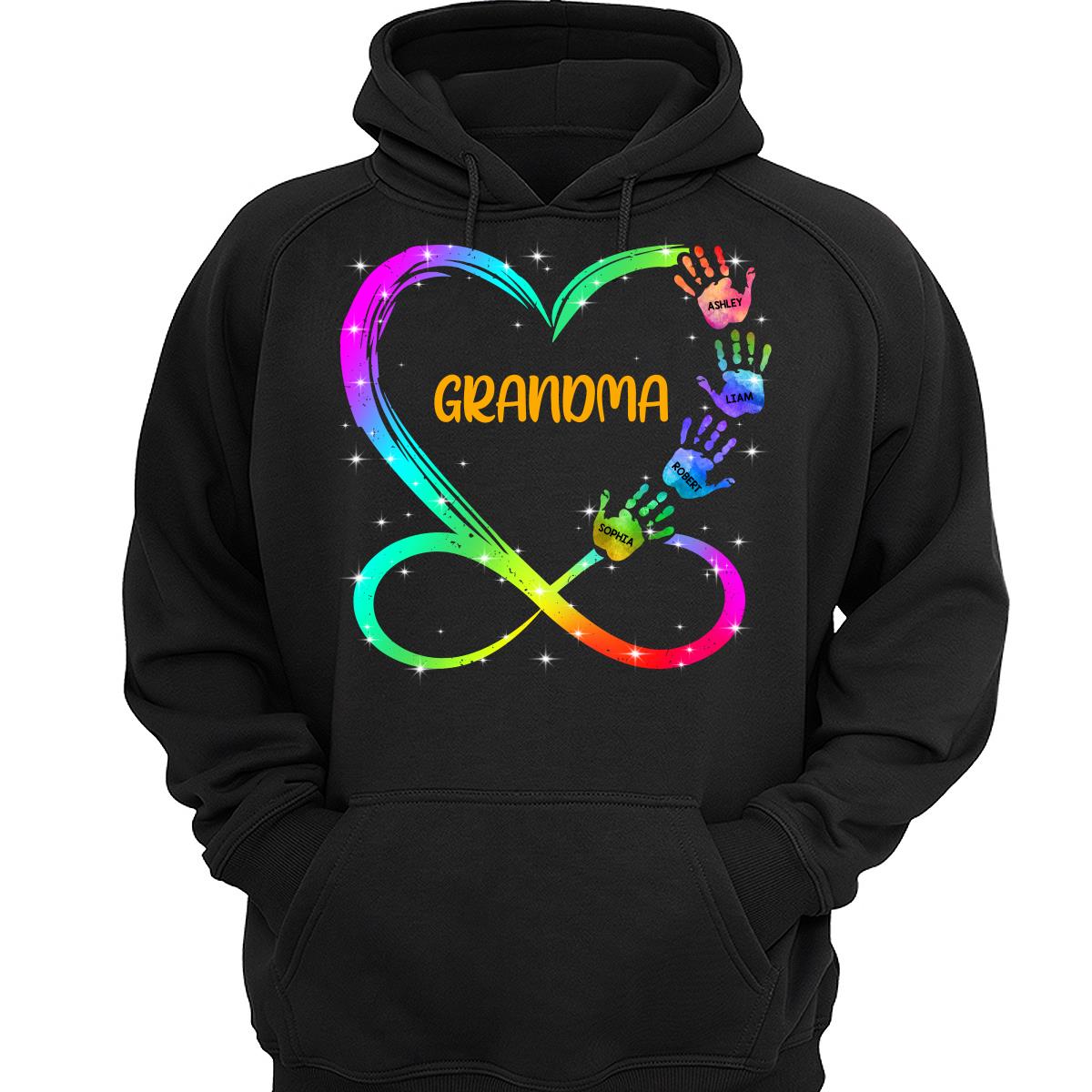 Grandma Mom Heart Infinity Handprints Personalized Shirt