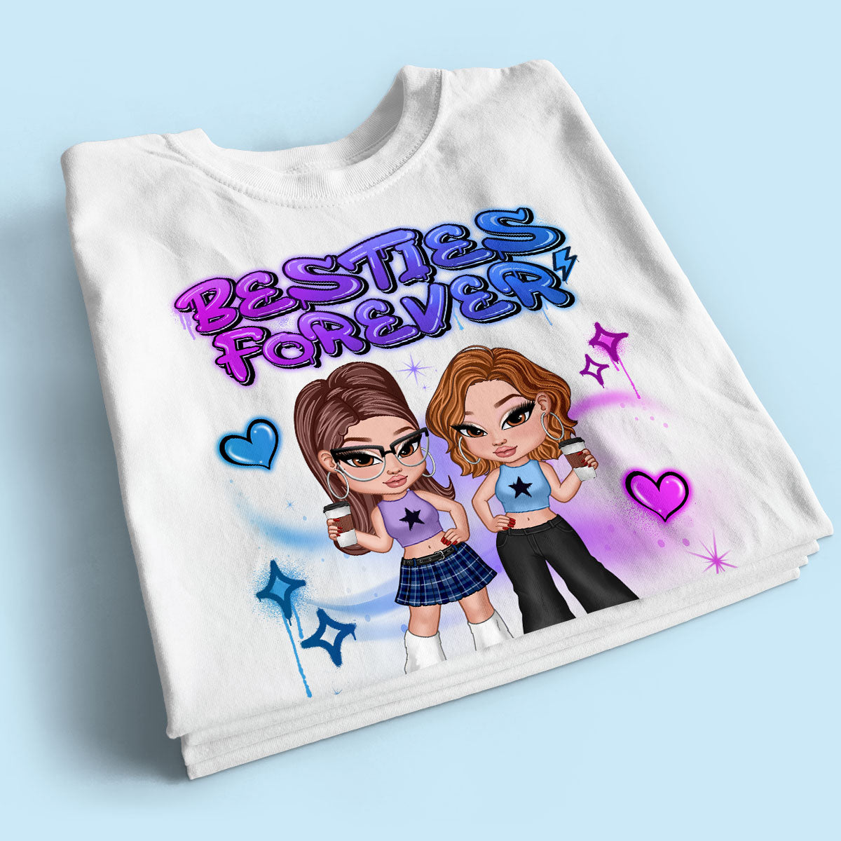 Besties Sisters Y2K Airbrushed Personalized Shirt