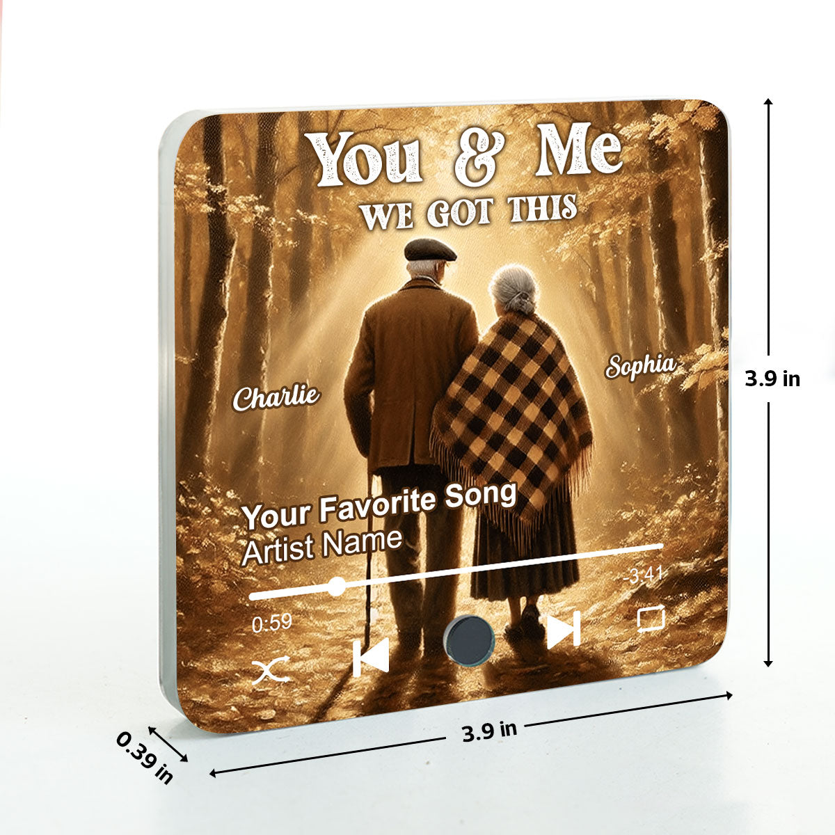 Old Couple Walking In The Forest Personalized Music Fridge Magnet, Heartfelt 2025  Gift For Couple, For Him, For Her, Boyfriend, Girlfriend, Husband, Wife