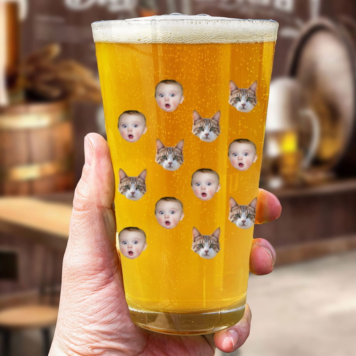 Custom Face Photo Personalized Beer Glass, Funny Gift For Dad, Unique Father's Day Gift