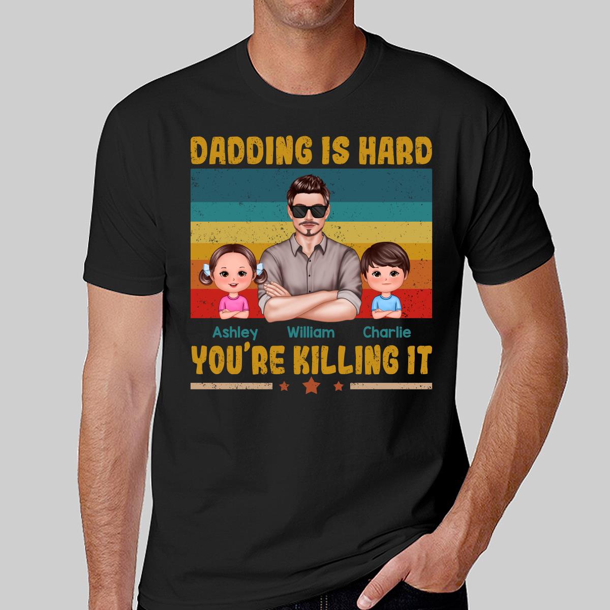 Dadding Is Hard Man & Doll Kids Personalized Shirt