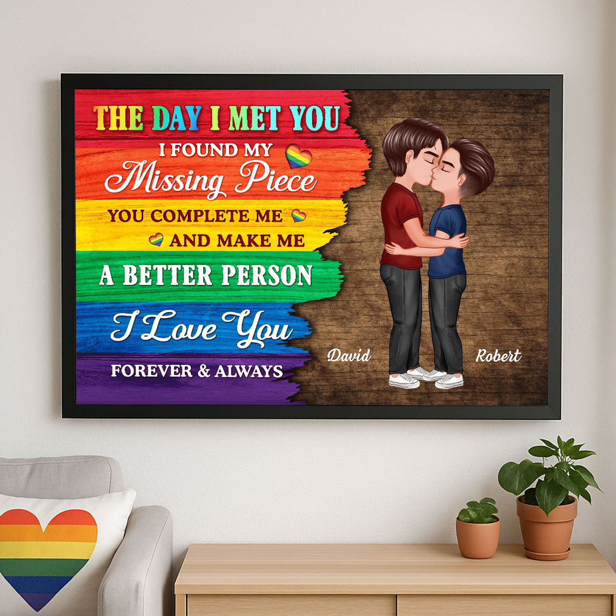 Half LGBT Flag Couple The Day I Met You Pride Month Personalized Poster, Gift For Couple