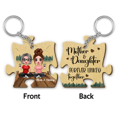Mother Daughter Linked Forever Mother‘s Day Gift Personalized Wooden Keychain
