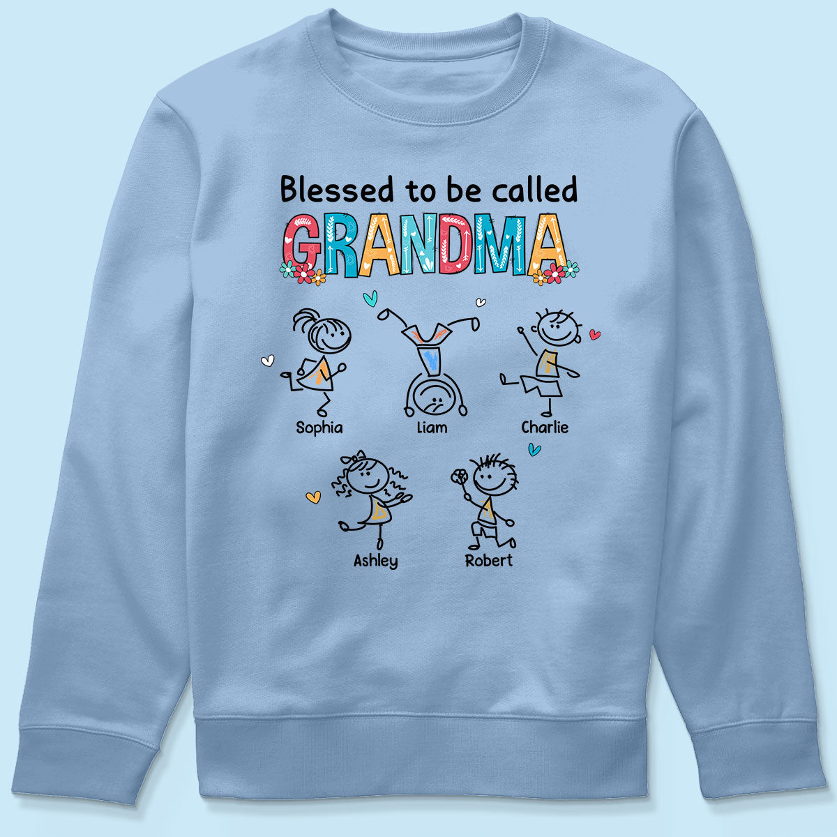 Blessed To Be Called Grandma Colorful Drawing Personalized Shirt