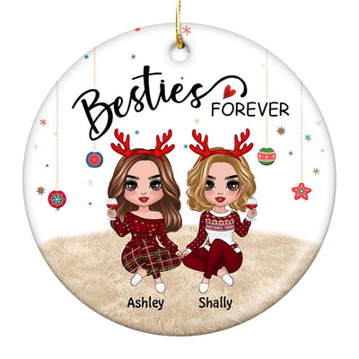 Christmas Sitting Doll Besties Personalized Circle Ornament