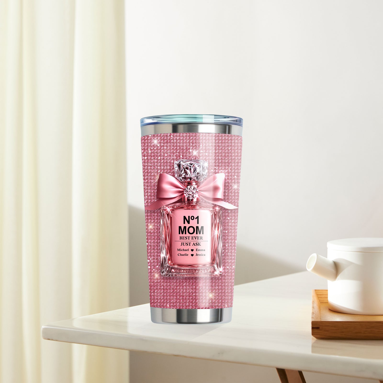 3D Effect Perfume MOM No 1 Best Ever Just Ask Personalized Tumbler, Gift For Mom