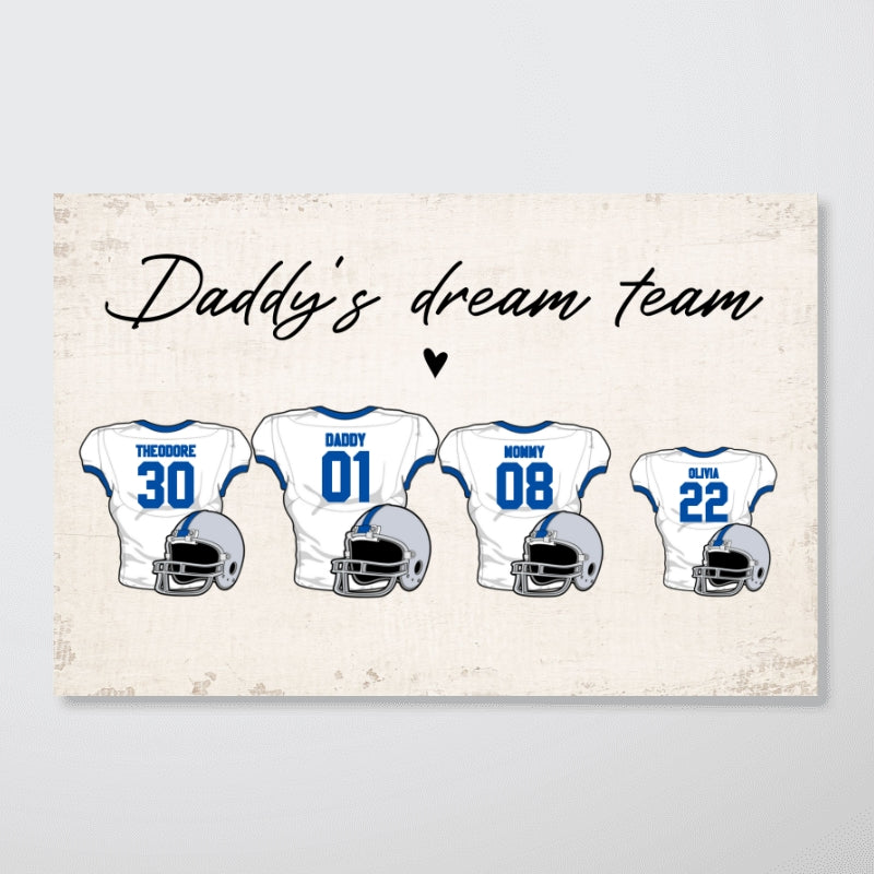 Family‘s Dream Team American Football Personalized Poster, Gift For Dad, For Grandpa, For Husband