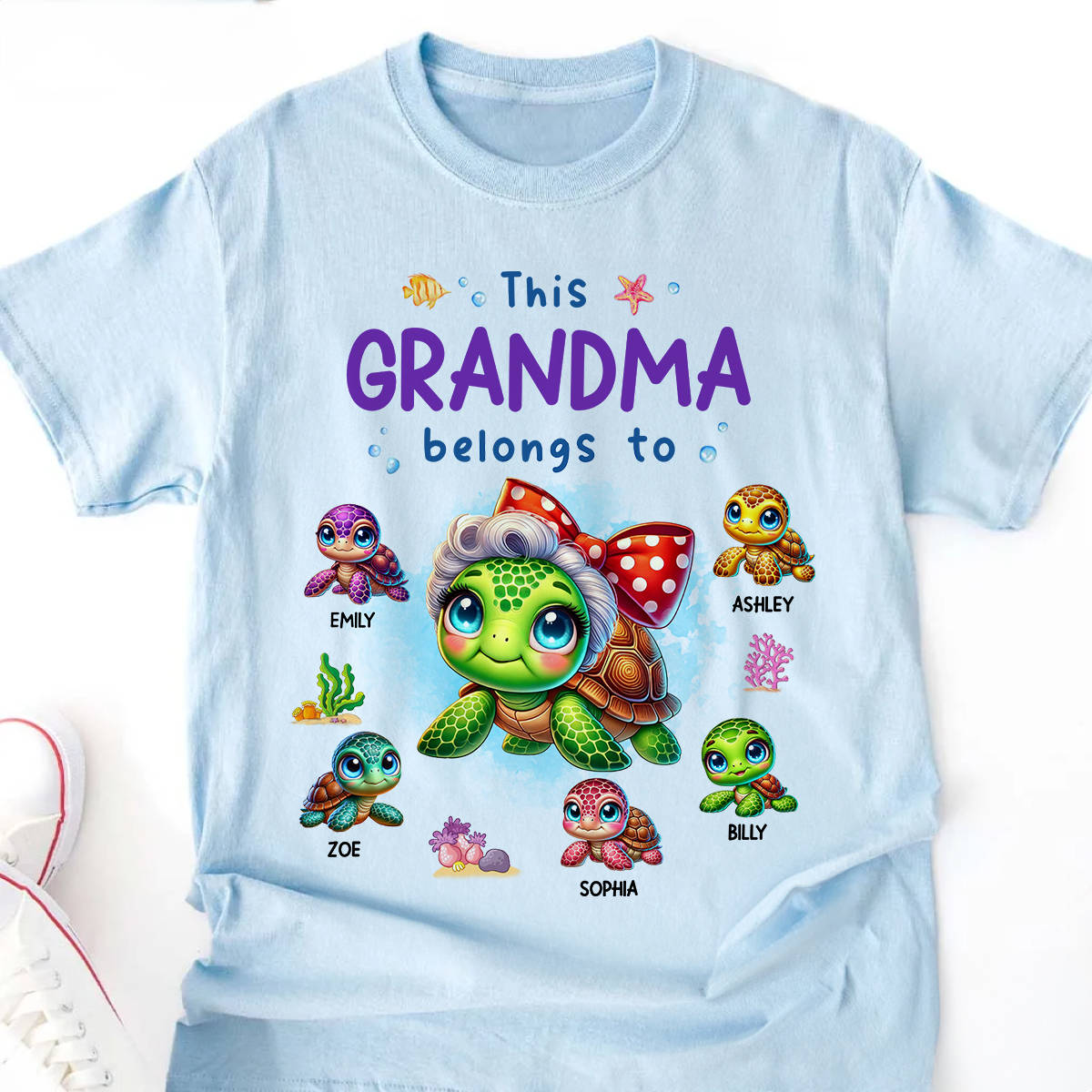 Grandma Grandkids Turtle Personalized Shirt, Gift for Grandmas