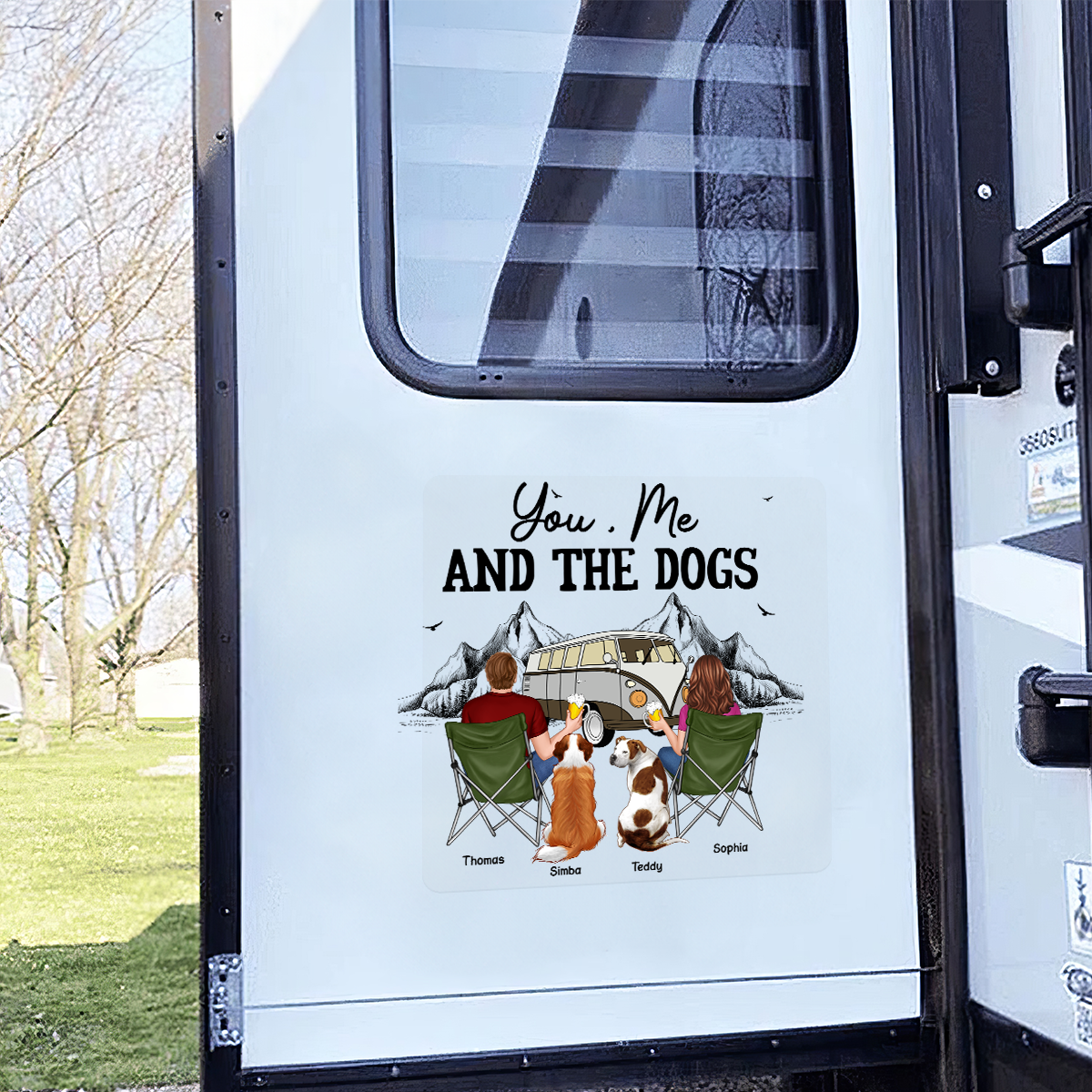 You Me And The Dogs Cats Camping Personalized RV Decal