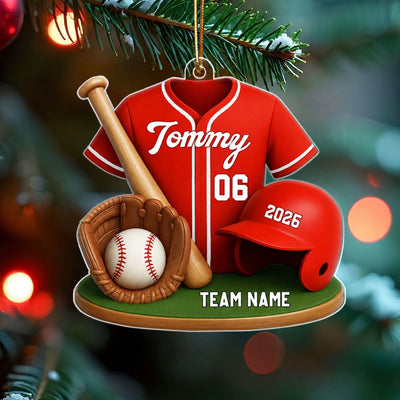 Baseball Custom Jersey 3D Effect - Personalized Acrylic Ornament - Christmas Gift for Son, Daughter, Grandkids