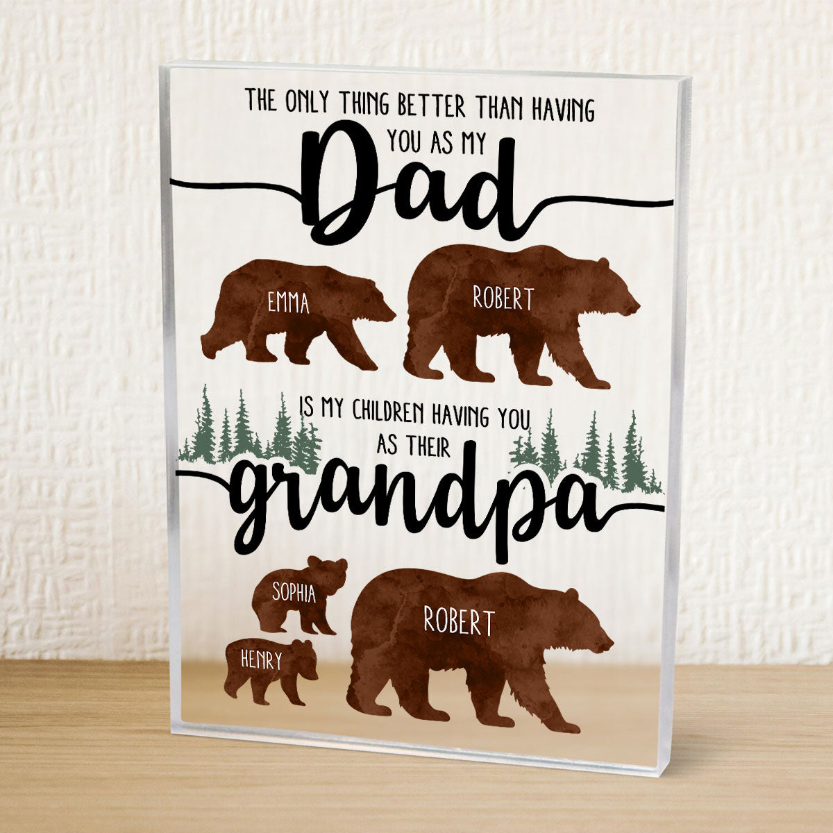 Papa Bear And Kids The Only Thing Better Than Personalized Acrylic Block, Father Day's gift for Dad