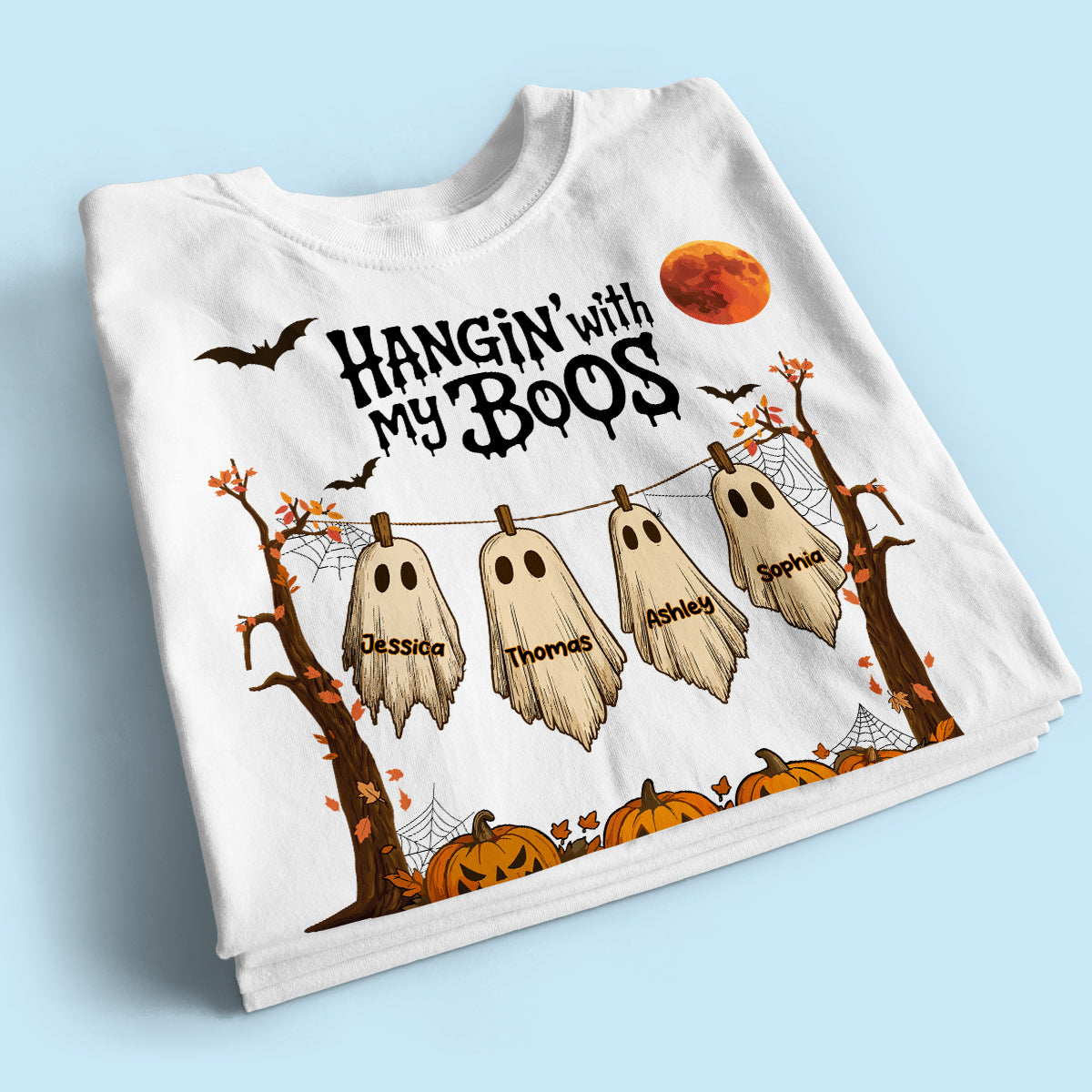 Hangin' With My Boos Halloween Personalized Shirt, Gift For Grandma