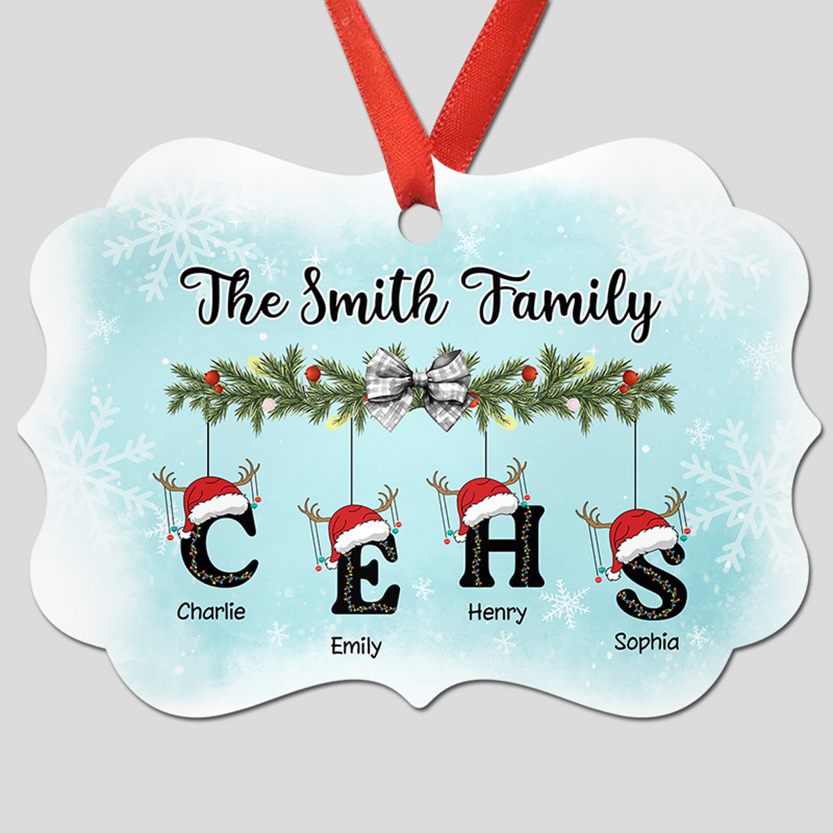 Family First Letter Name Christmas Personalized Aluminum Ornament