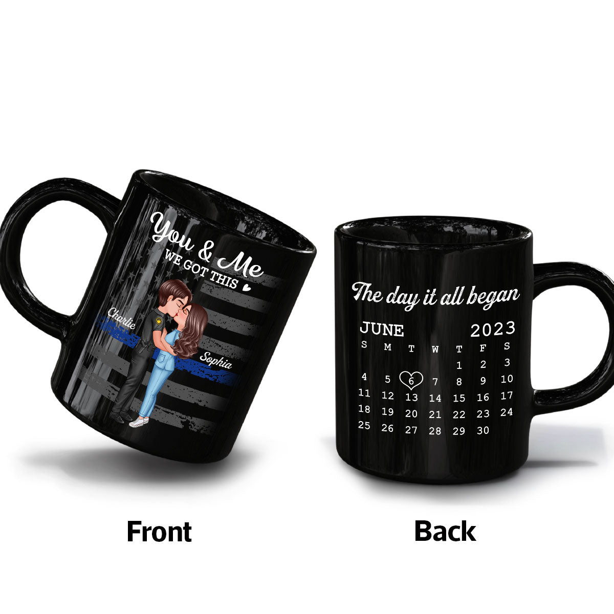 You & Me We Got This Hero Couple Kissing Anniversary Calendar Keepsake Personalized Mug