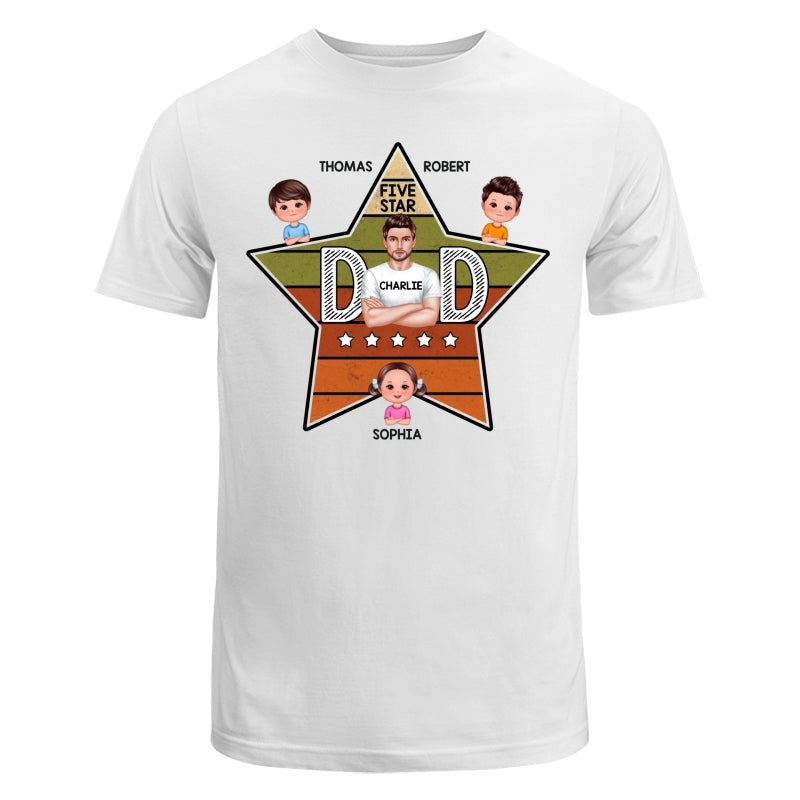 Five Star Dad Retro Real Man And Kids Personalized Shirt