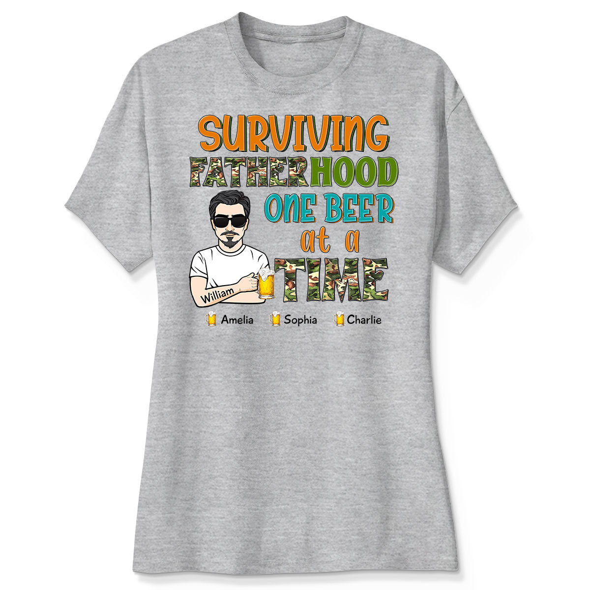 Surviving Fatherhood One Beer At A Time Gift for Dad Personalized Shirt