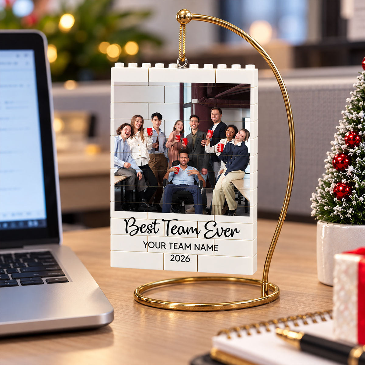 Best Team Ever Upload Photo - Personalized Building Blocks Ornament - Christmas Gift For Colleagues, Coworkers