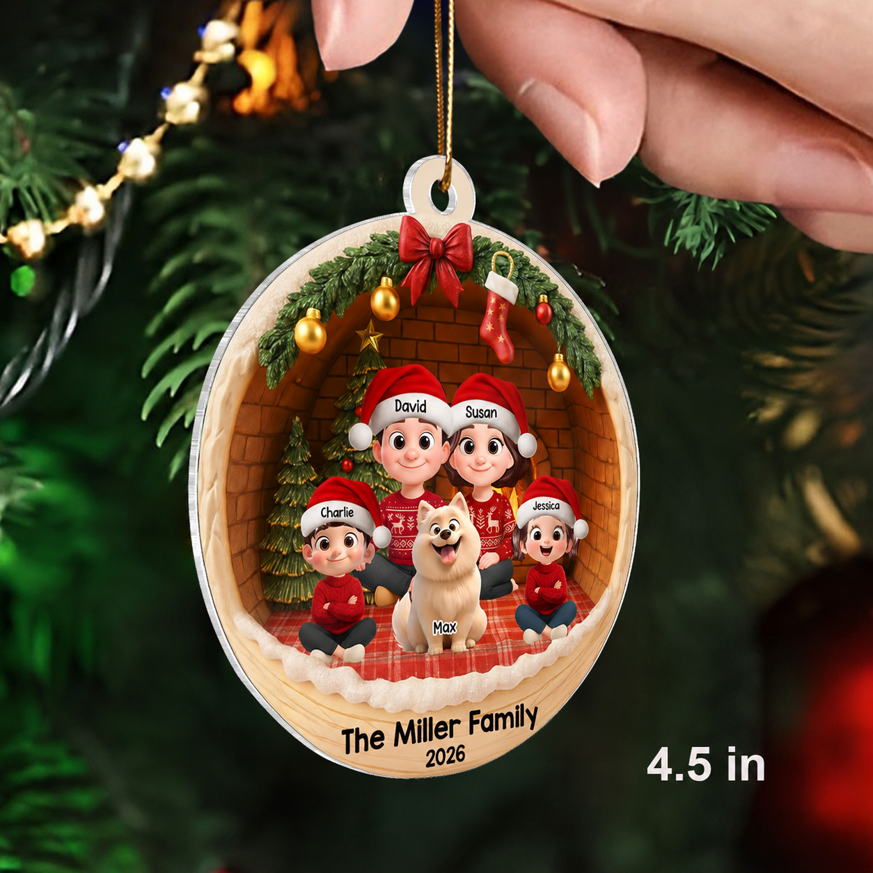 3D Cozy Vibe Family Sitting - Personalized Acrylic Ornament - Christmas Gift for Family