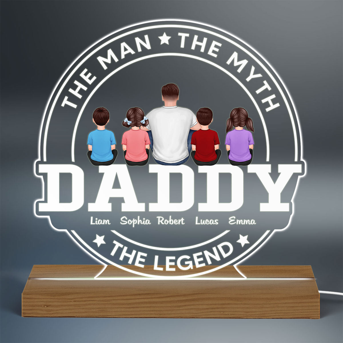Daddy The Legend Personalized Custom Shape LED Night Light
