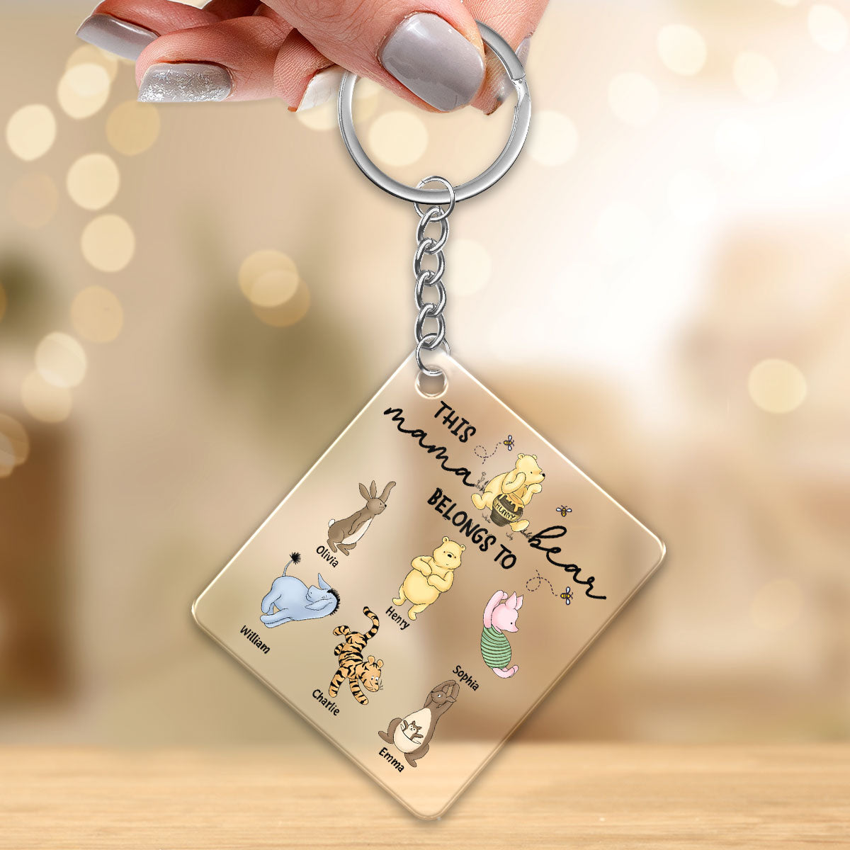 This Mama Bear Belongs To Cute Characters Personalized Acrylic Keychain