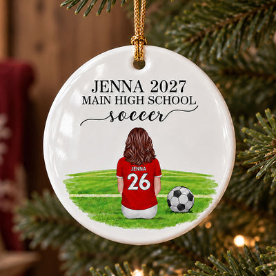 Senior Soccer Player - Personalized Ceramic Ornament – Custom Name, Number & High School Gift