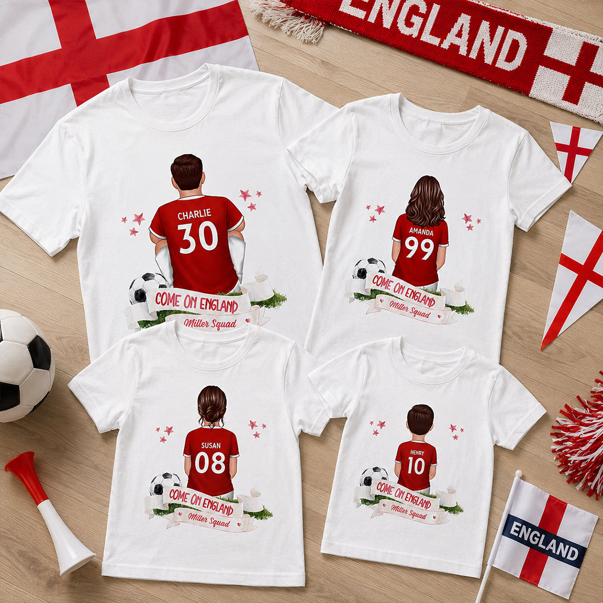 Come On England World Cup T-Shirt - Personalized Family Matching Shirt - Football Fan Tees