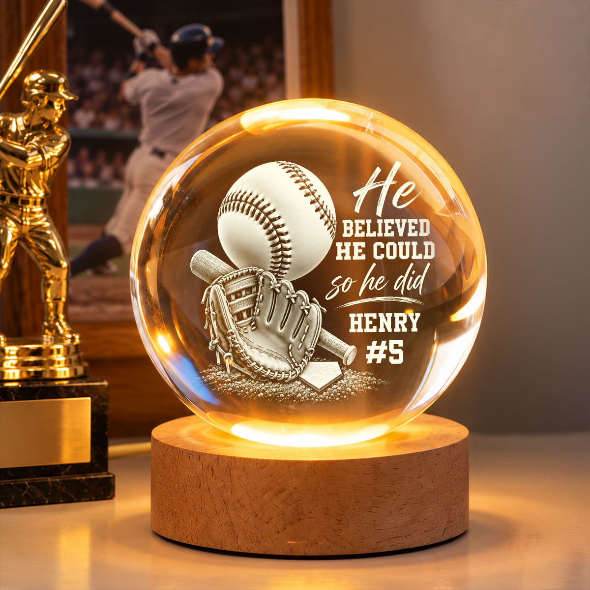 Proud Player Custom Sport And Name - Personalized Crystal Ball - Christmas Gift For Teenagers, Daughter, Granddaughter, Son, Grandson