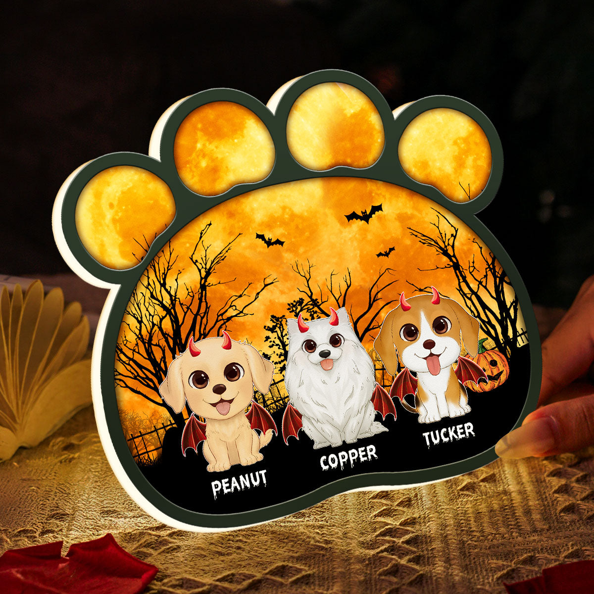 Spooky Halloween Theme Dog Paw Personalized LED Light Box