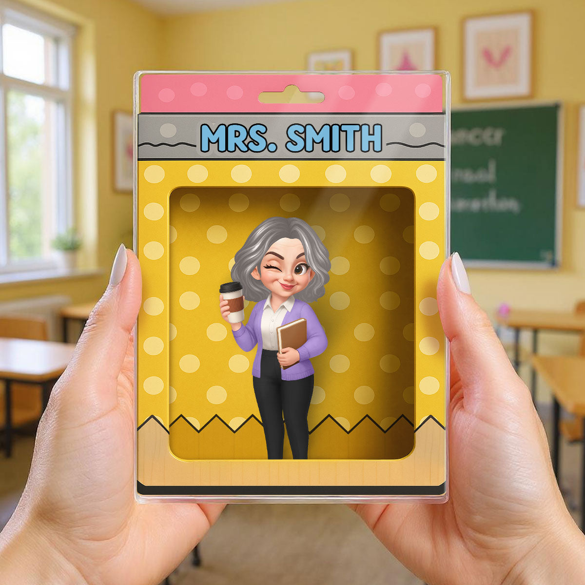 Teacher Inside Pencil Pattern Box 3D Effect Personalized Acrylic Block, Back To School gift for Teachers