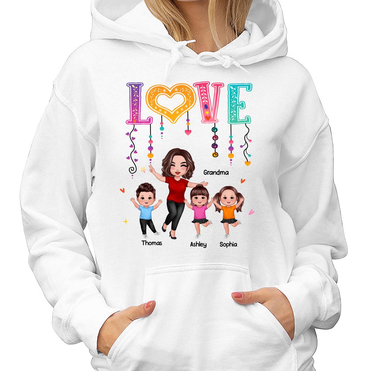 LOVE Happy Doll Grandma Mom With Kids Personalized Shirt