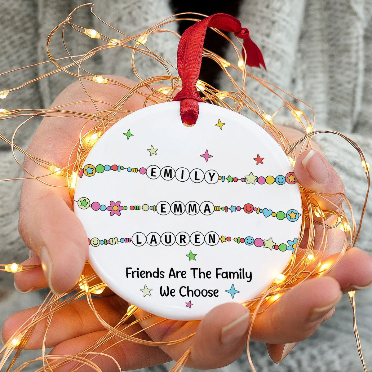 Besties Sisters Friends Bracelet Names Personalized Circle Ceramic Ornament