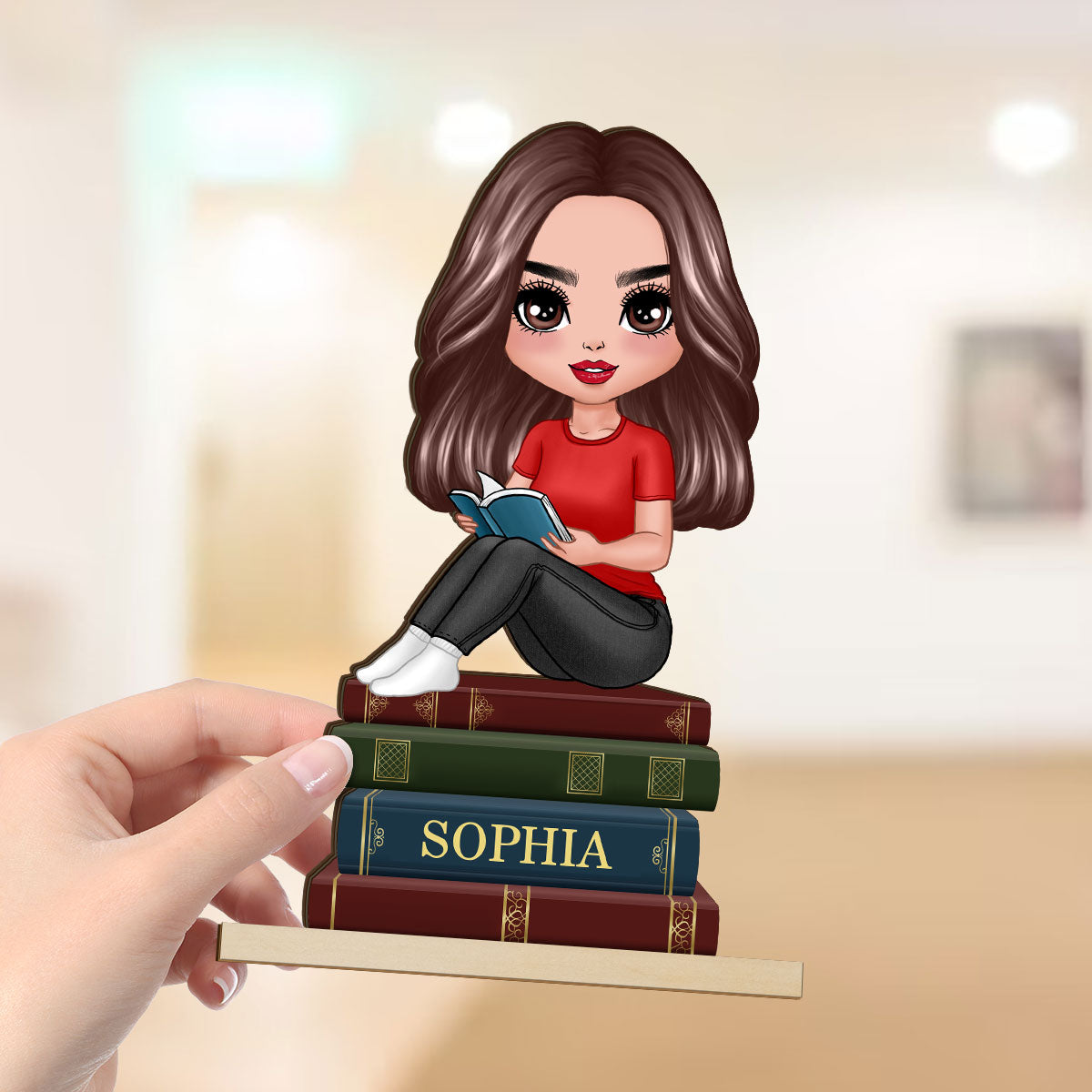 Gift For Book Lover Book Worm Custom Personalized Standing Wooden Plaque