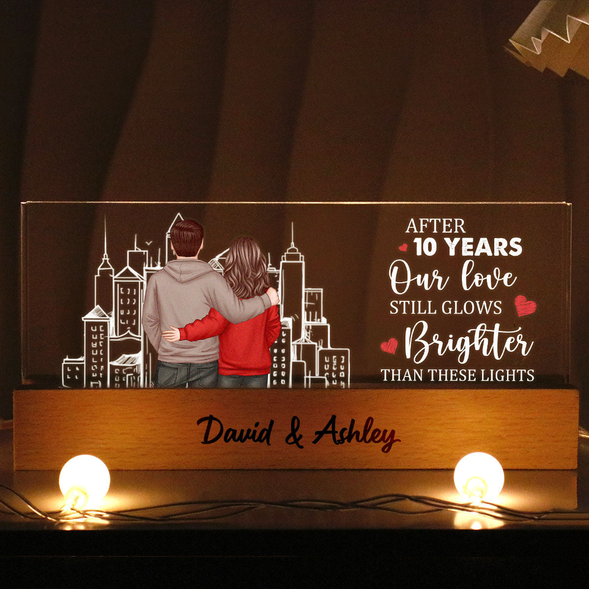 Couple Outline Skyline Personalized Romantic Couple Gift, Custom LED Night Light