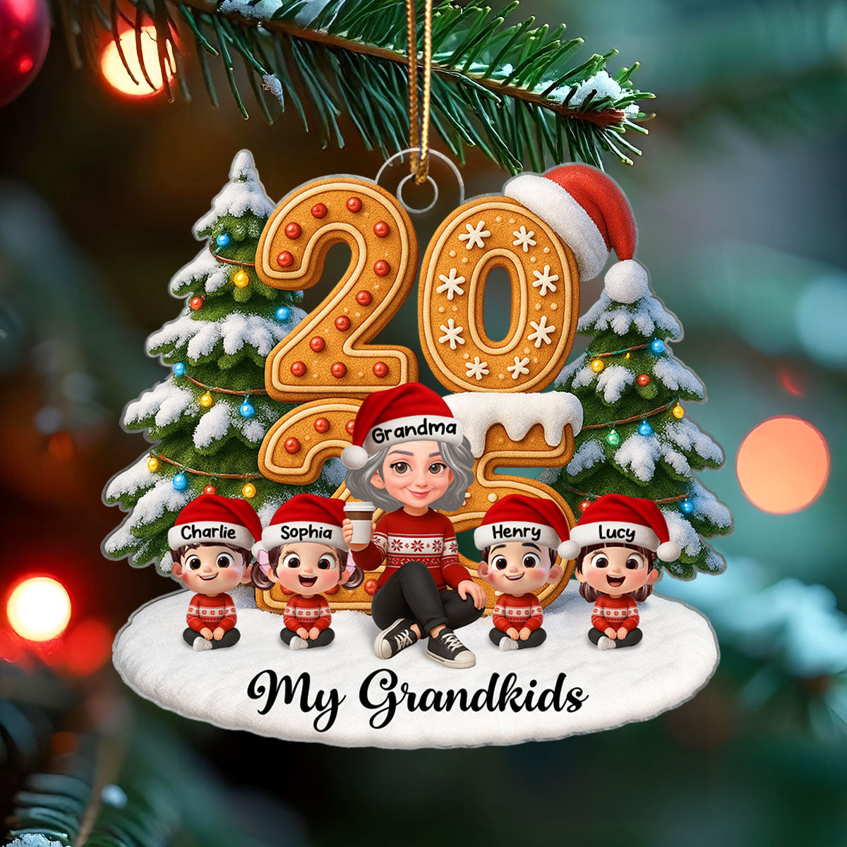Grandkids Make Life Grand - Personalized Acrylic Ornament - Heartwarming Christmas Gift For Grandma