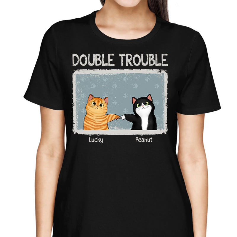Double Trouble Drizzle Color Frame Fluffy Cat Personalized Shirt