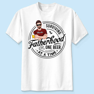 Surviving Father's Hood One Beer At A Time, Gift For Dad, Gift For Him, Personalized Shirt
