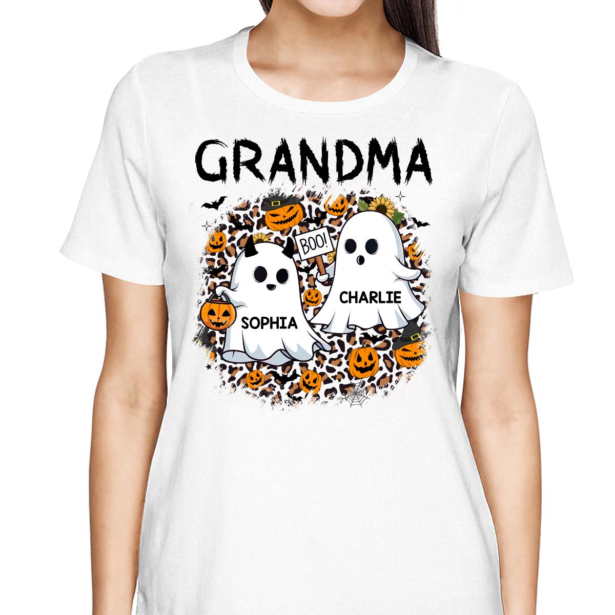 Grandma Mom Leopard Boo Kids Personalized Shirt