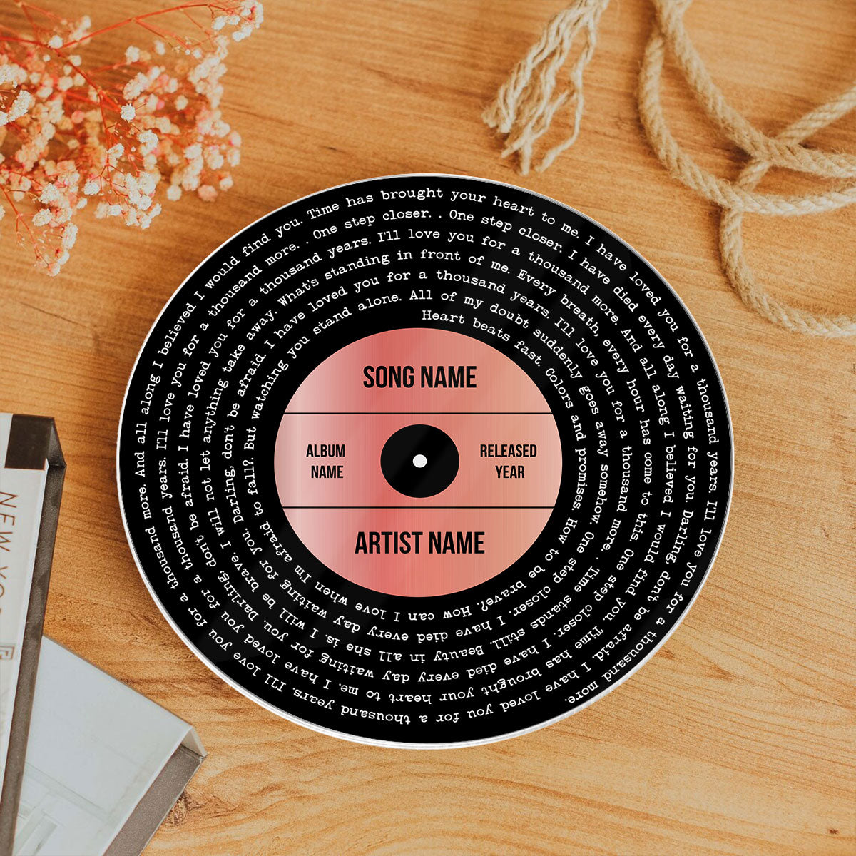 Personalized Gold Silver Copper Foil Printed Favorite Song Lyrics Record Acrylic Song Plaque, Perfect Wedding Gift, Anniversary Gift For Him For Her
