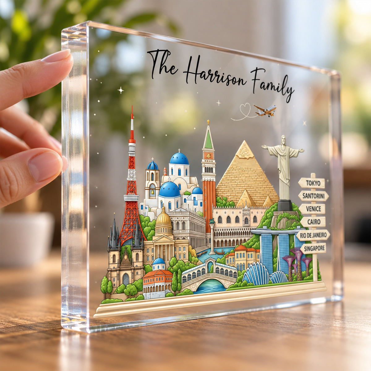 Travel Destinations The Places You've Been Landmarks - Personalized Acrylic Block Plaque - Traveling Destination Keepsake, Gift For Traveling Lovers